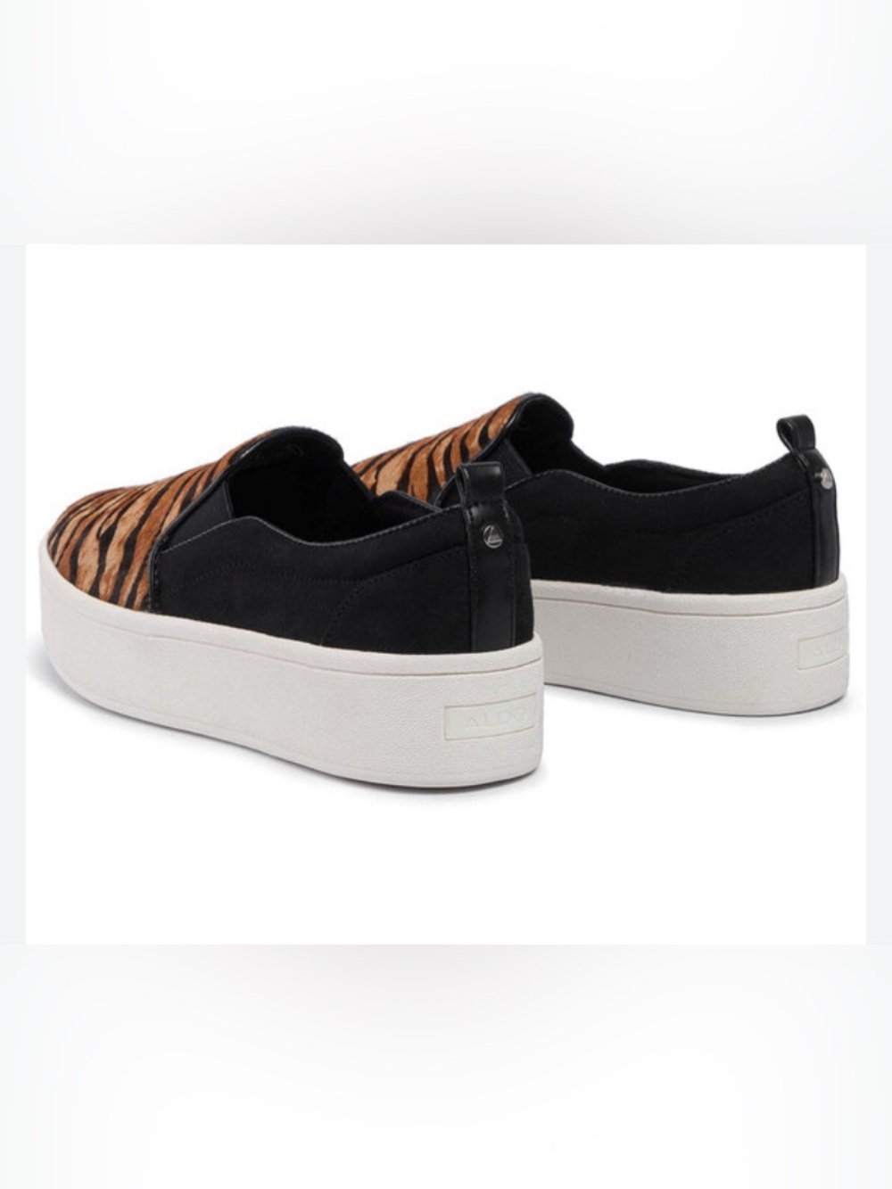 ALDO Animal Print Faux Fur Slip On Shoes Platform Sneakers 7.5